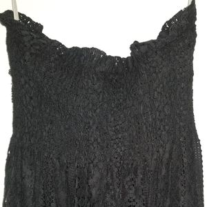 JJ Basics Black Knit Lace Strapless Maxi Dress